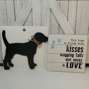 Set of 2 Black Lab Dog Pet Labrador Wall Decor Signs